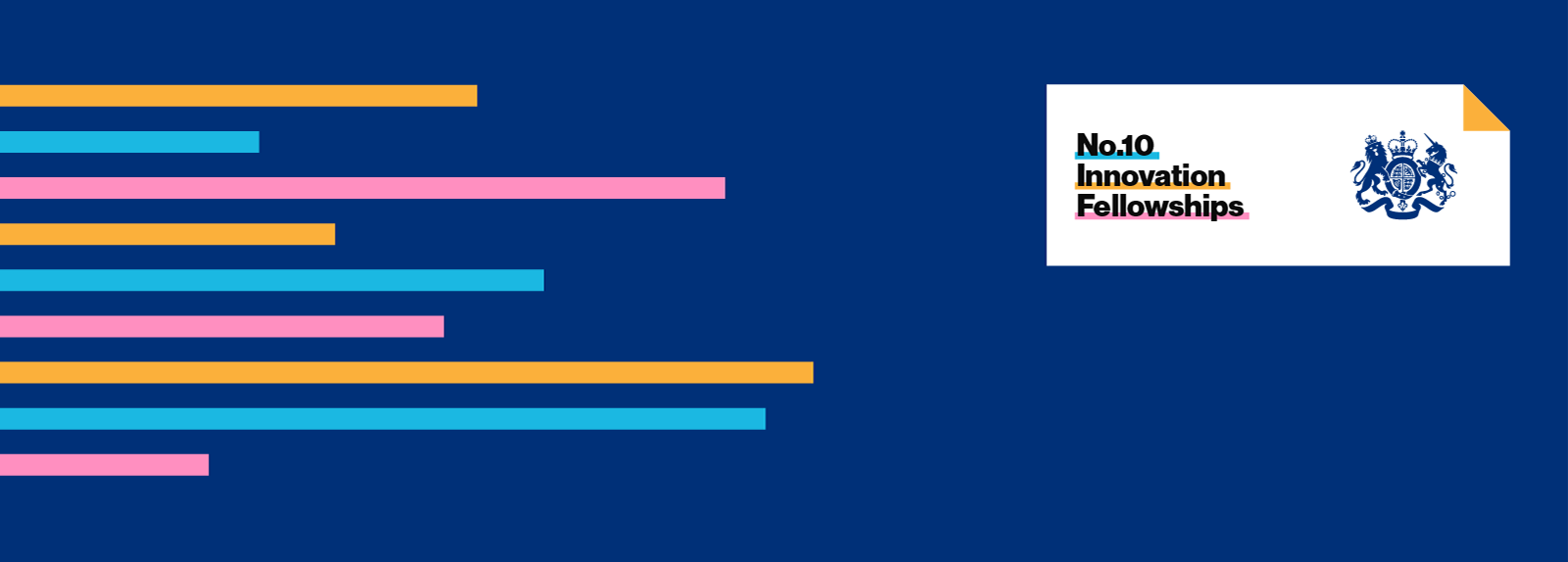 No.10 Innovation Fellowships logo on a dark blue background with coloured stripes